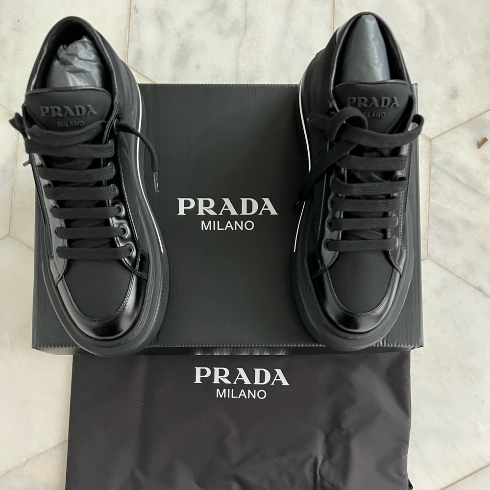 Prada re-Nylon Spazzolato Rubber Logo Platform